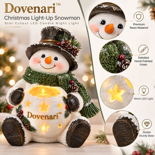 Dovenari™ Christmas Light-Up Snowman Star Cutout LED Candle Night Light