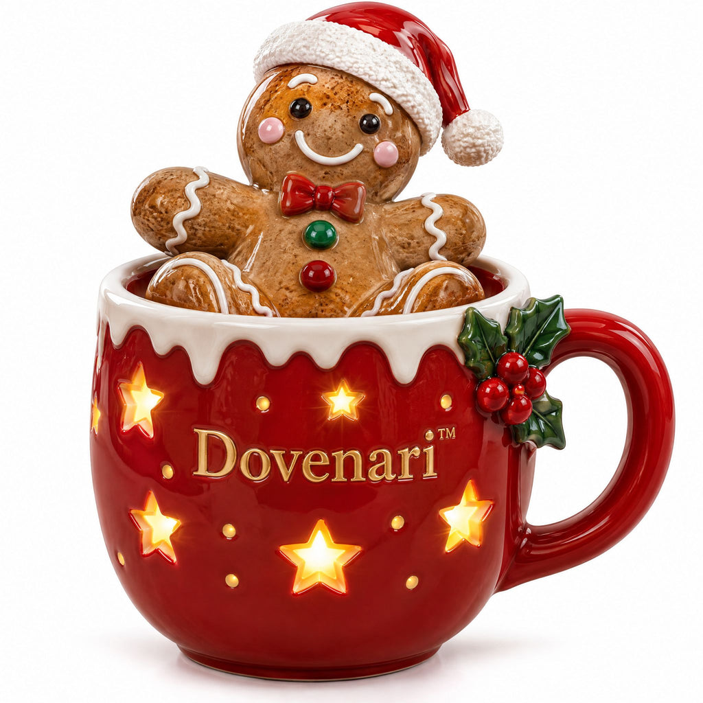 Dovenari™ Light-Up Gingerbread Man Mug LED Christmas Night Light