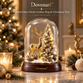 Dovenari™ Lighted Glass Cloche Golden Stag & Christmas Tree LED Night Light