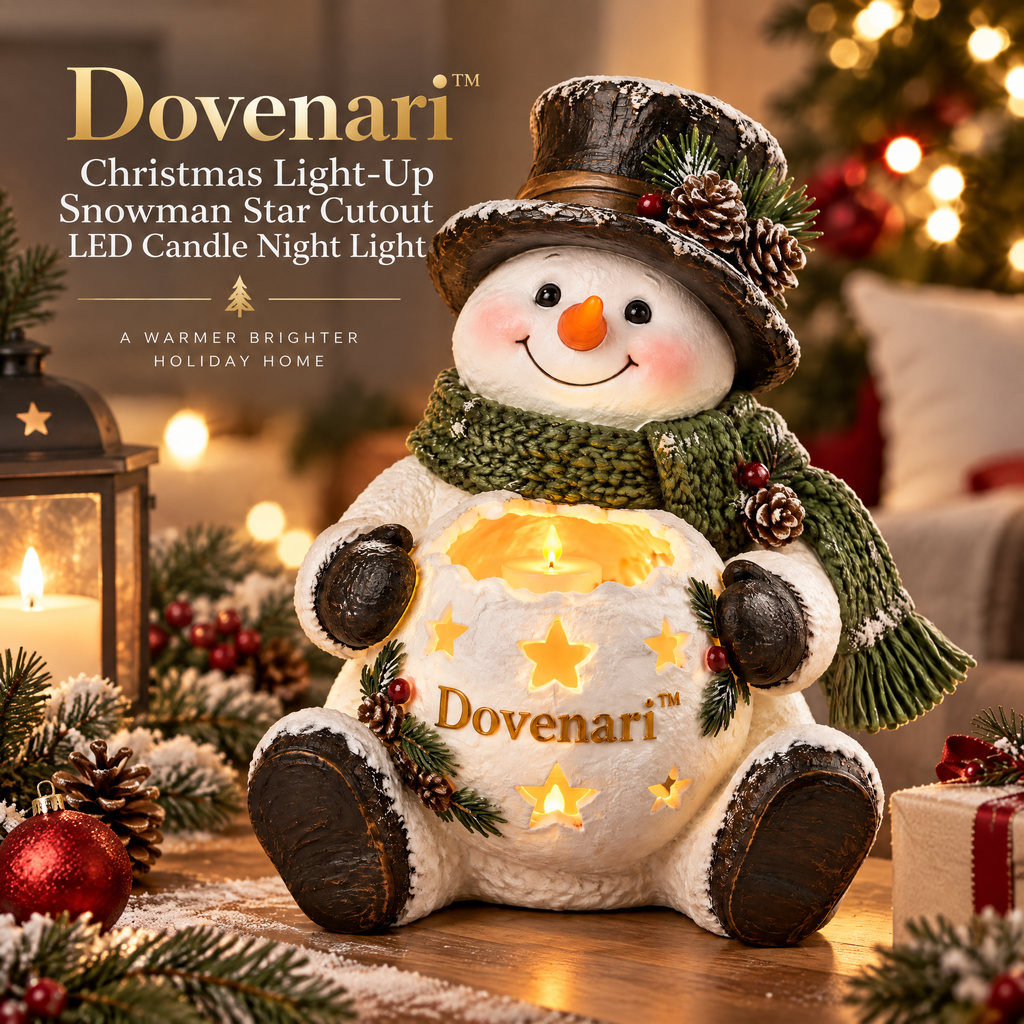 Dovenari™ Christmas Light-Up Snowman Star Cutout LED Candle Night Light