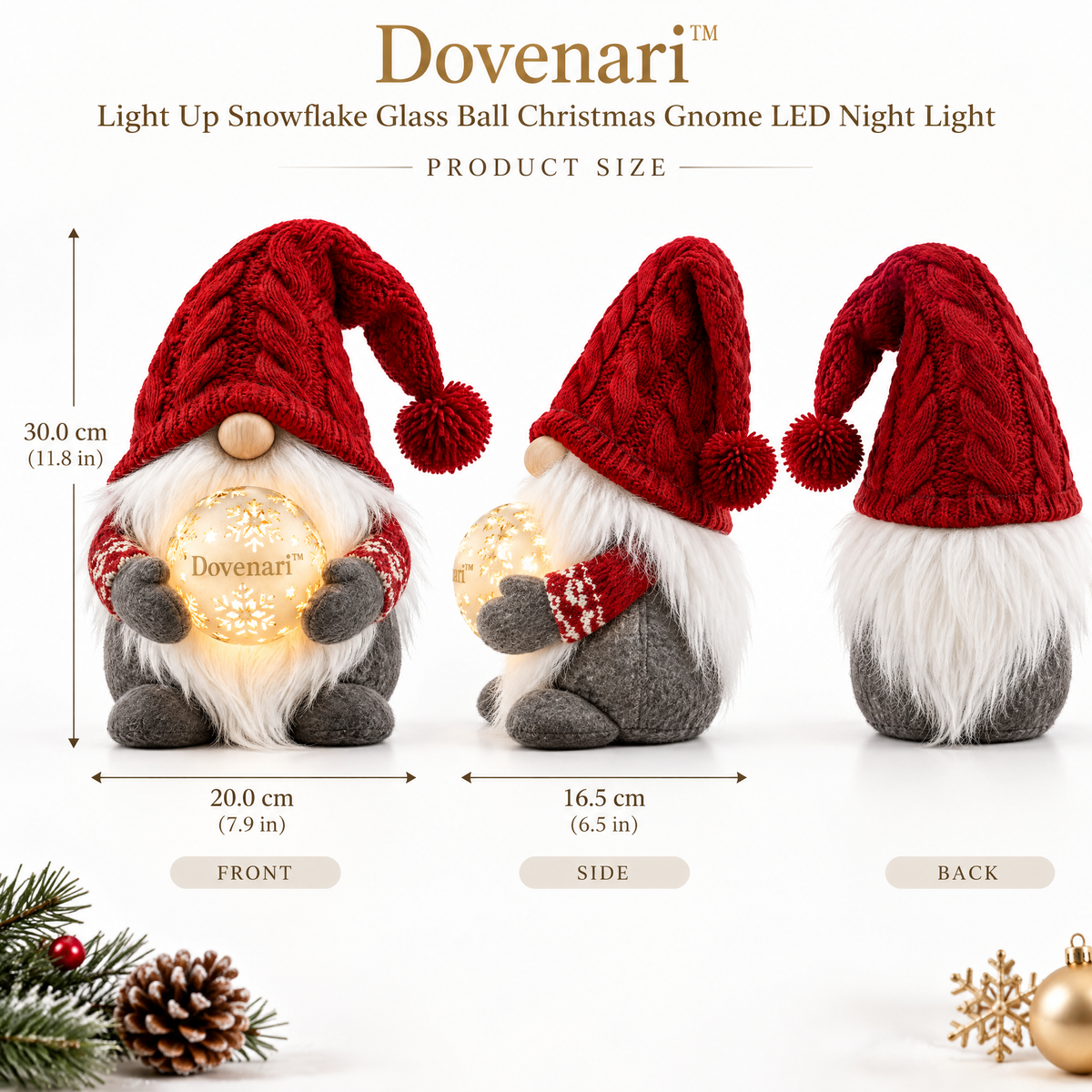 Dovenari™ Snowflake Glow Christmas Gnome LED Night Light