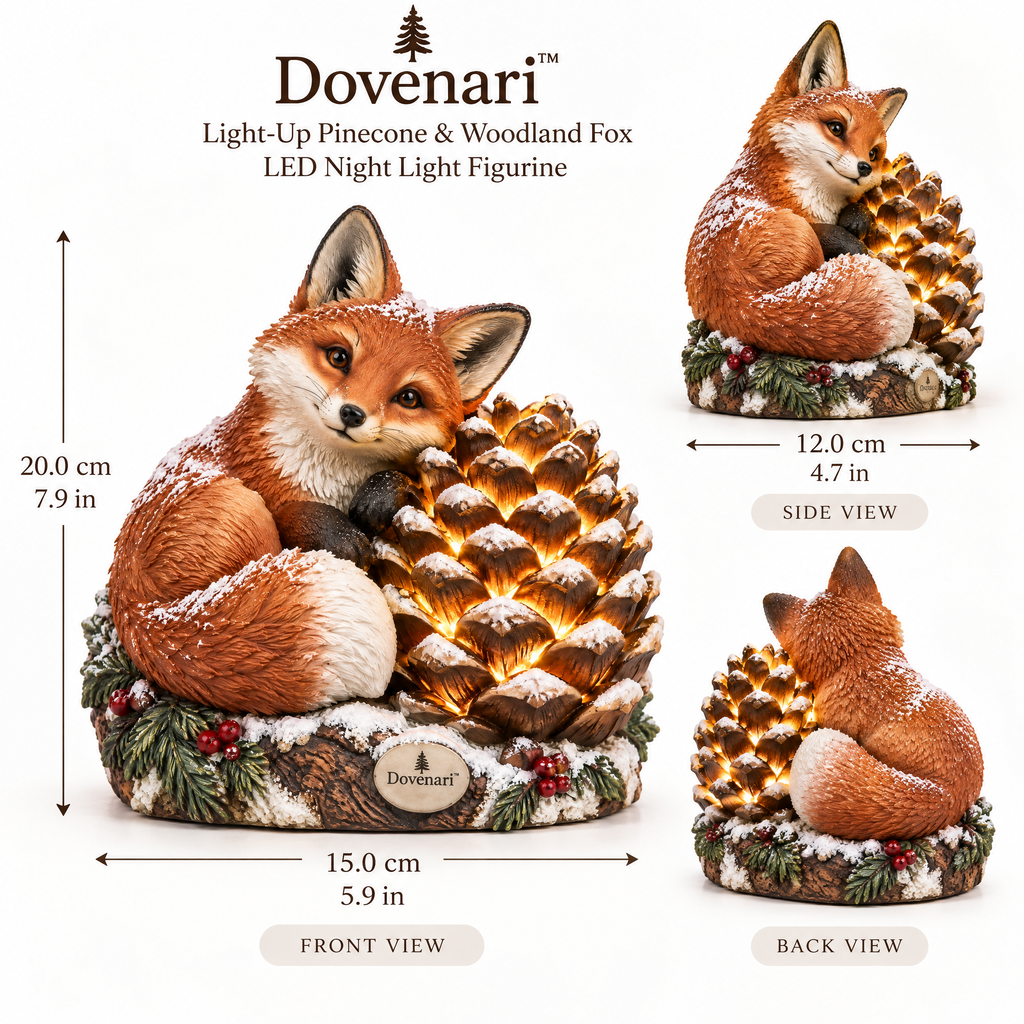 Dovenari™ Light-Up Pinecone & Woodland Fox LED Night Light Figurine