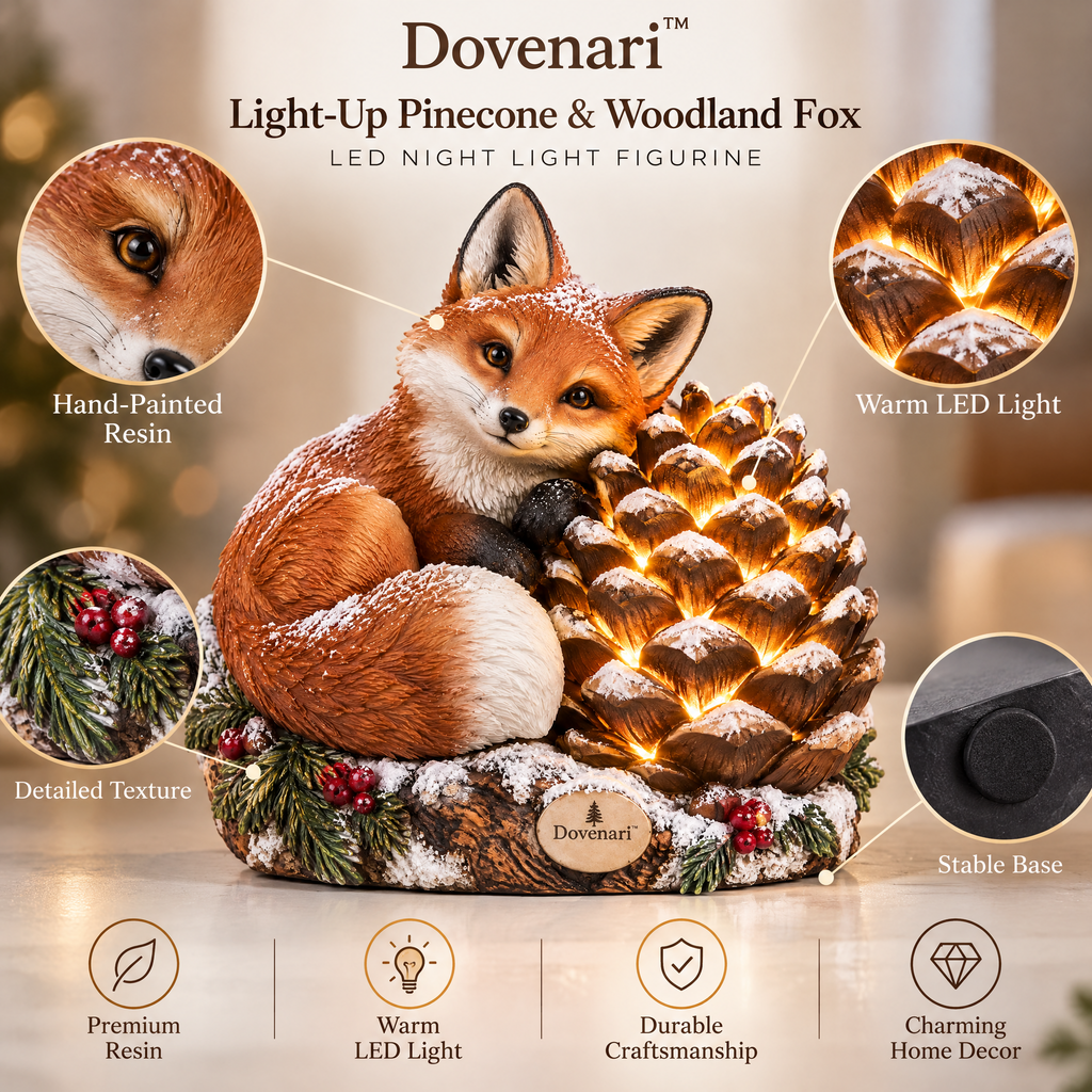 Dovenari™ Light-Up Pinecone & Woodland Fox LED Night Light Figurine
