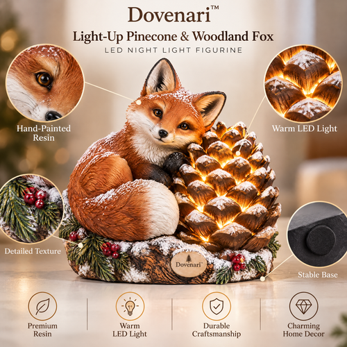 Dovenari™ Light-Up Pinecone & Woodland Fox LED Night Light Figurine