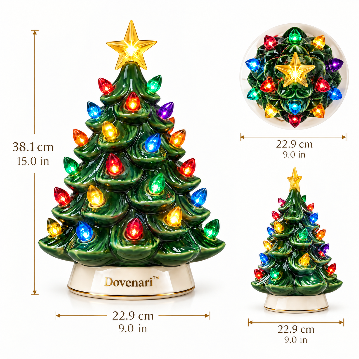Dovenari™ Lighted Ceramic Christmas Tree Tabletop Decor