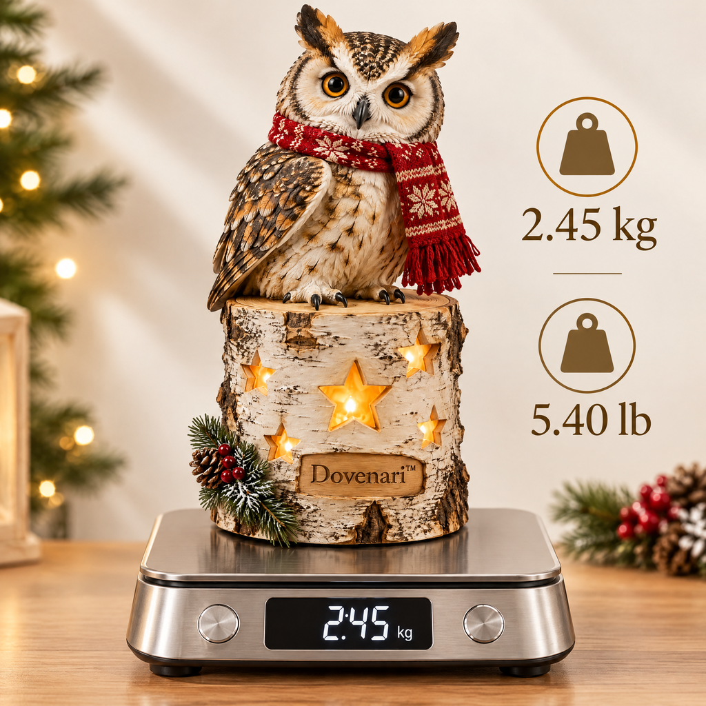 Dovenari™ Light-Up Birch Stump Owl with Red Scarf