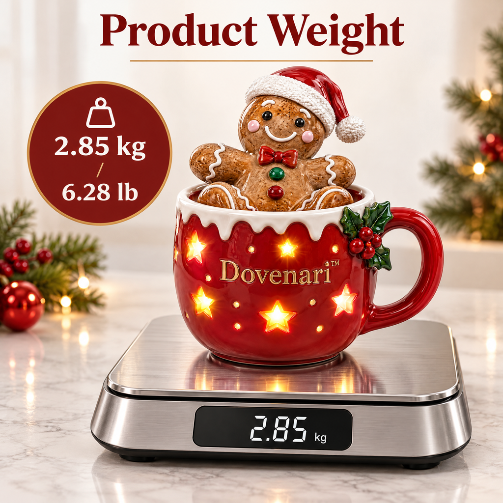Dovenari™ Light-Up Gingerbread Man Mug LED Christmas Night Light
