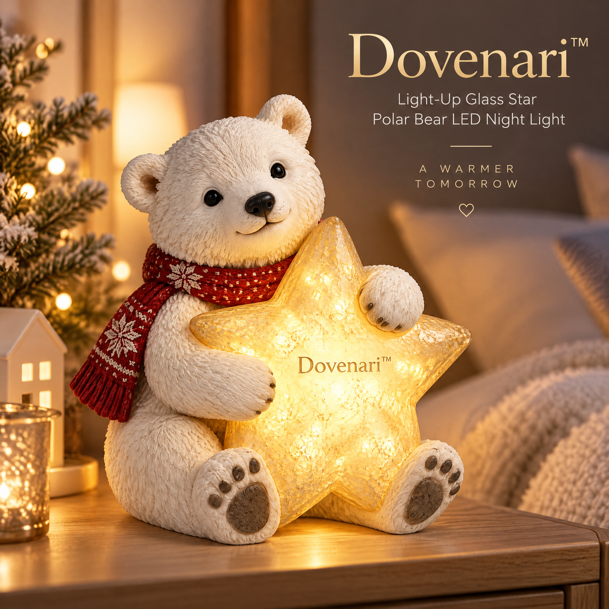 Dovenari™ Light-Up Star Polar Bear LED Night Light