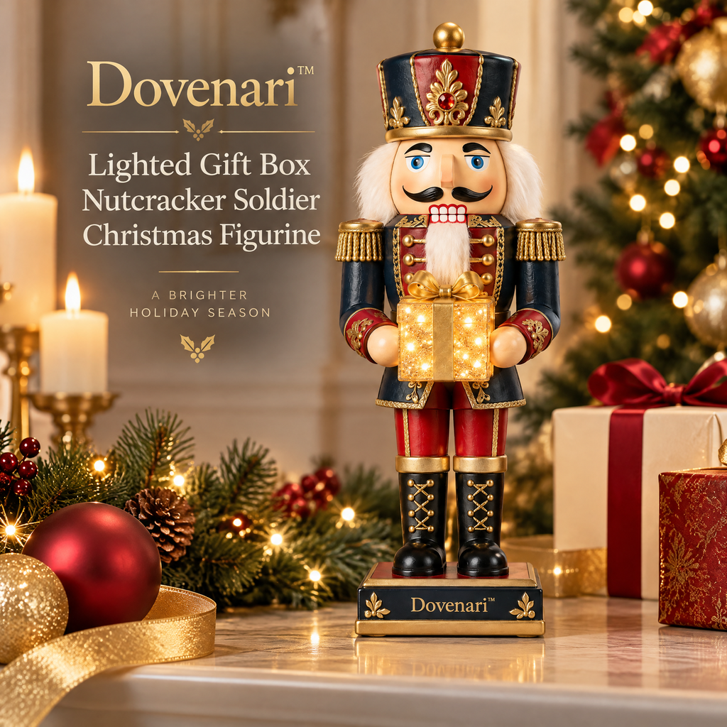 Dovenari™ Lighted Gift Box Nutcracker Soldier Christmas Figurine