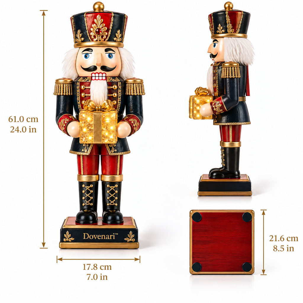 Dovenari™ Lighted Gift Box Nutcracker Soldier Christmas Figurine
