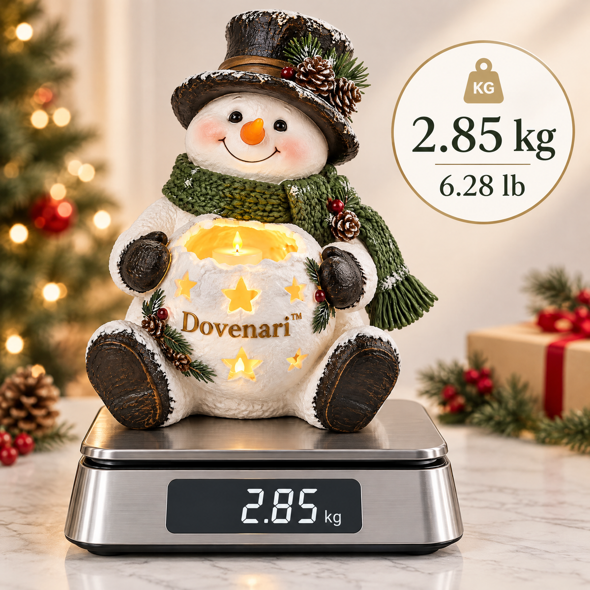 Dovenari™ Christmas Light-Up Snowman Star Cutout LED Candle Night Light